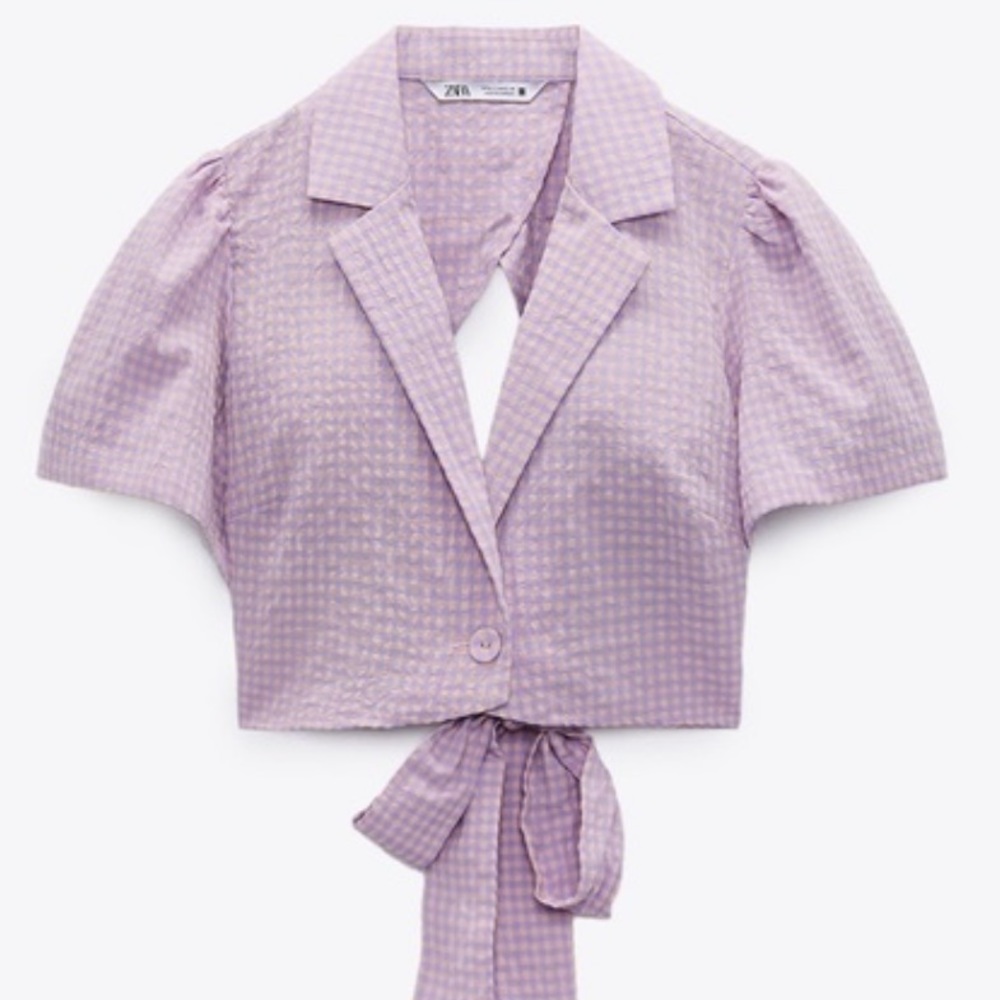 Zara cropped gingham shirt